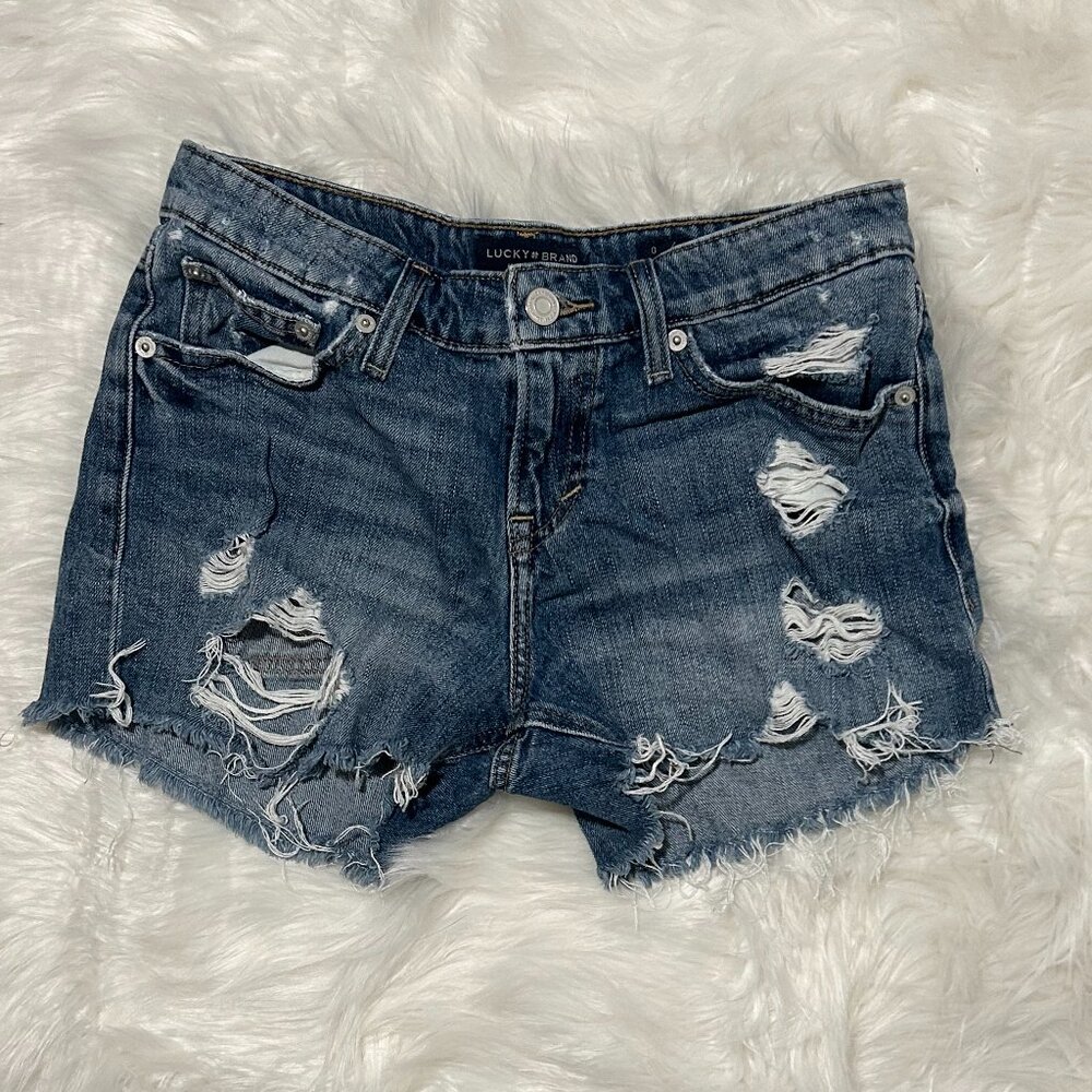 LUCKY BRAND Denim ripped shorts SIZE 0/25